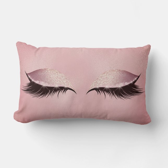 Coussin Rectangle Lashes rose rose Verre roux Parties scintillant de (Recto)