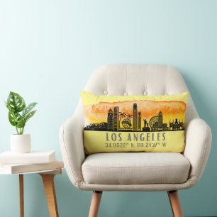 Coussin Rectangle Latitude et longitude de Los Angeles Skyline