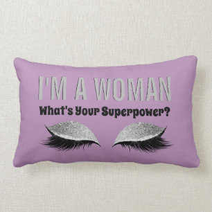 Coussin Rectangle Lavande de citation de la superpuissance de femme