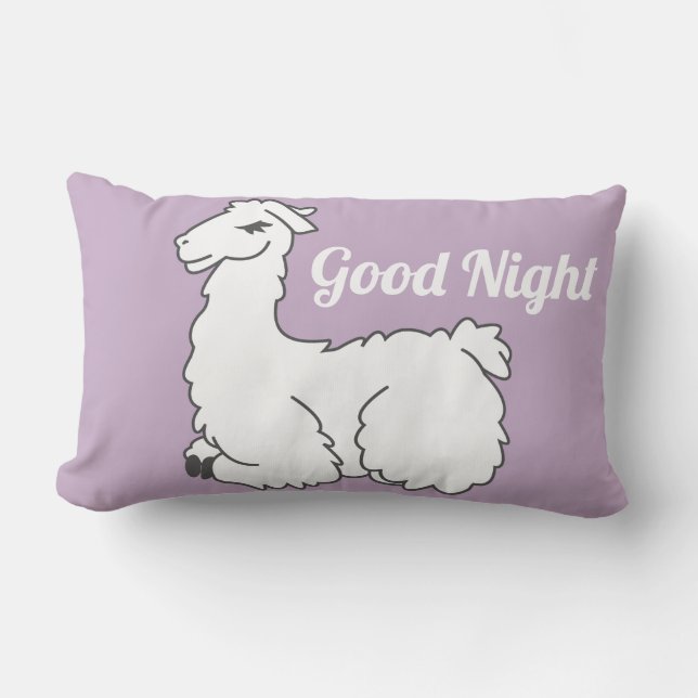 Coussin Rectangle Lavande Sleepy Llama Bonne nuit (Recto)