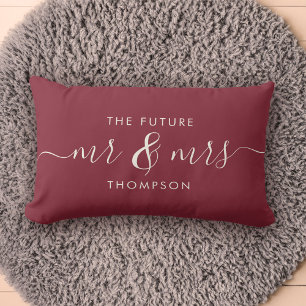 Coussin Rectangle L'avenir M. et Mme Elegant Script Bourgogne Rouge