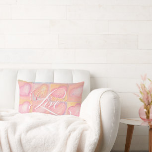 Coussin Rectangle Le "amour" rose élégant s'est épanoui