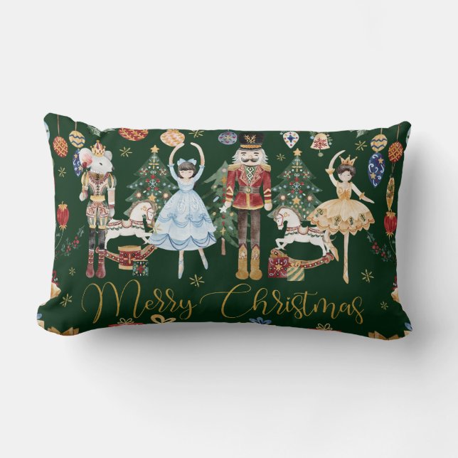 Coussin Rectangle Le ballet Casse-Noisette Joyeux Noël festif  (Recto)