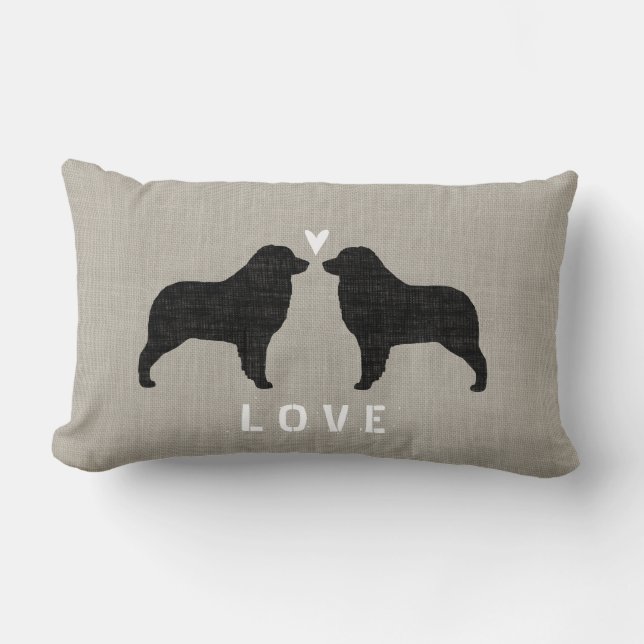 Coussin Rectangle Le berger australien silhouette l'amour (Recto)