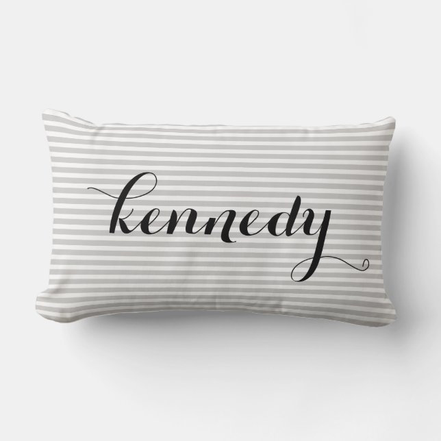Coussin Rectangle Le blanc gris barre le monogramme fait sur (Recto)