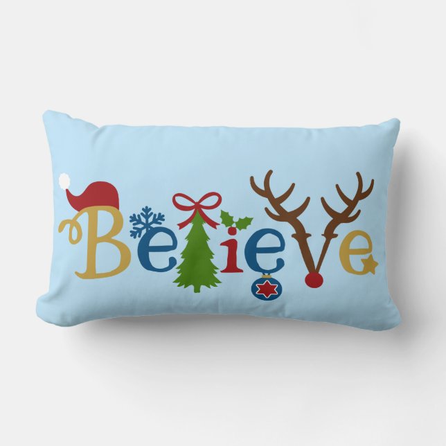 Coussin Rectangle Le carreau de Noël avec croient la conception (Recto)