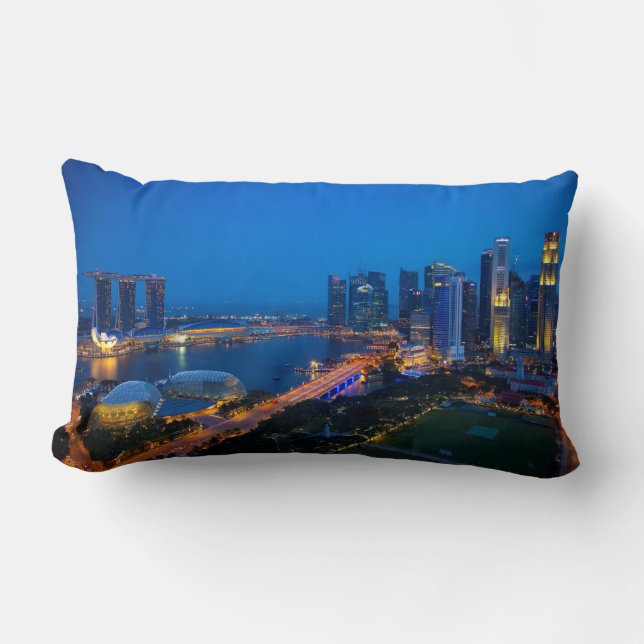 Coussin Rectangle Le centre-ville de Singapour la nuit (Recto)