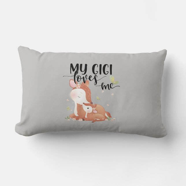 Coussin Rectangle Le cerf de bois Doe et le bébé Fawn Mon Gigi m'aim (Recto)