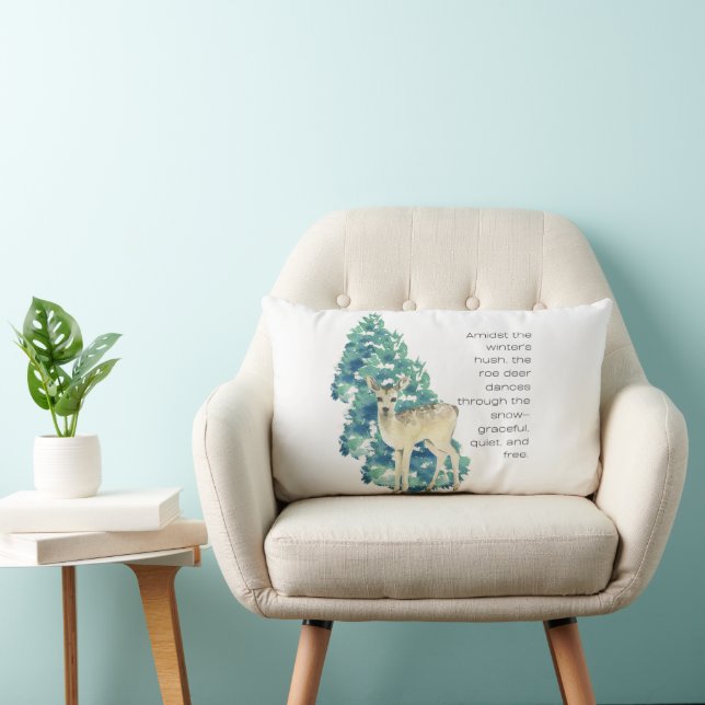 Coussin Rectangle Le Cerf De Roe Danse À Travers La Neige (Chaise)