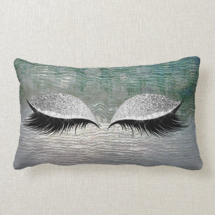 Coussin Rectangle Le charme turquoise argenté de noir de parties