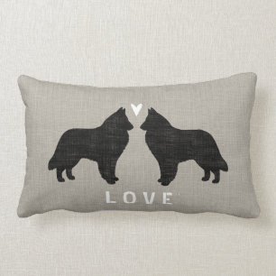 Coussin Rectangle Le chien de berger belge silhouette l'amour