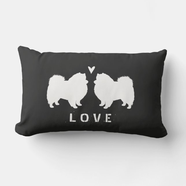 Coussin Rectangle Le chien esquimau américain silhouette l'amour (Recto)