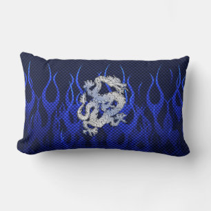 Coussin Rectangle Le chrome bleu aiment le style de fibre de carbone