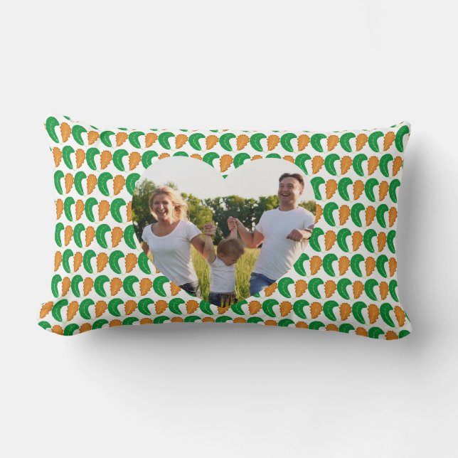 Coussin Rectangle Le cœur de la nature Photo de feuilles vertes et b (Recto)