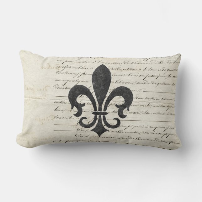 Coussin Rectangle Le cru accentue le français Ephemera Fleur De Lis (Recto)
