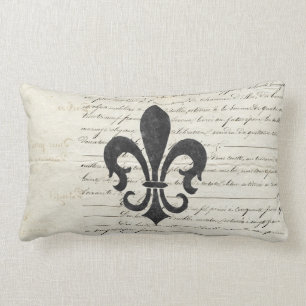 Coussin Rectangle Le cru accentue le français Ephemera Fleur De Lis