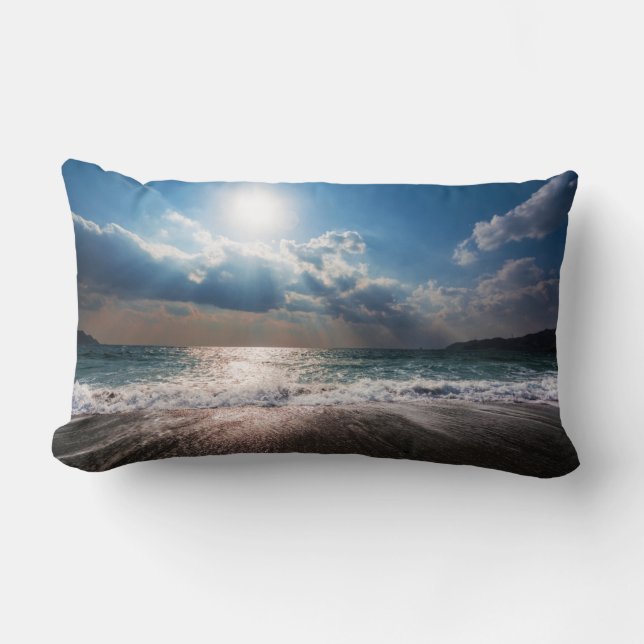 Coussin Rectangle Le jour passé à la plage (Recto)