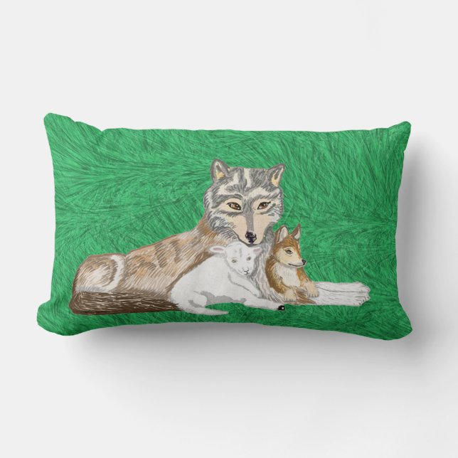 Coussin Rectangle Le loup, le CUB et l'agneau (Recto)