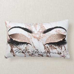 Coussin Rectangle Le maquillage de marbre de cuivre rose fouette