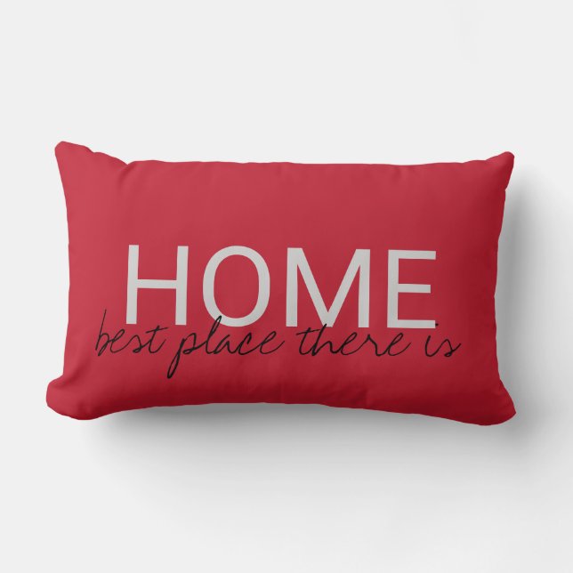 Coussin Rectangle Le meilleur endroit À LA MAISON rouge rustique (Recto)