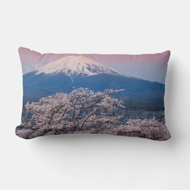 Coussin Rectangle Le mont Fuji et les fleurs de cerisiers (Recto)