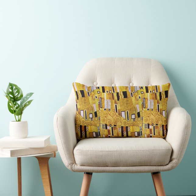 Coussin Rectangle Le motif du Baiser par Gustav Klimt, Art nouveau (Chaise)