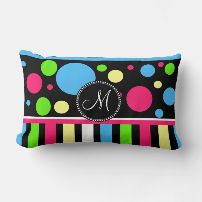 Coussin Rectangle Le néon fait sur commande d'initiale de monogramme (Recto)