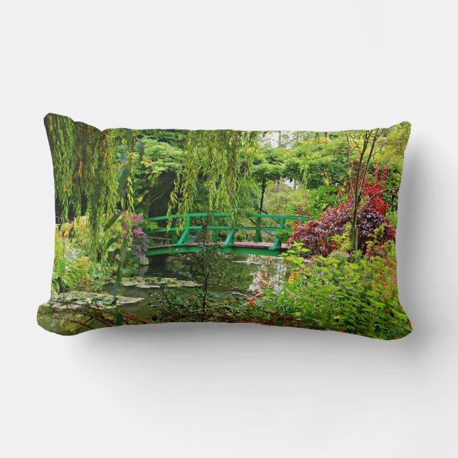 Coussin Rectangle le pont de Monet sur l'étang aux nénuphars, jardin (Recto)