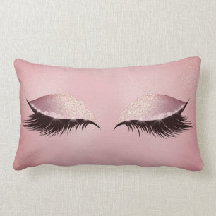 Coussin Rectangle Le rose de rose de mèches rougissent le maquillag
