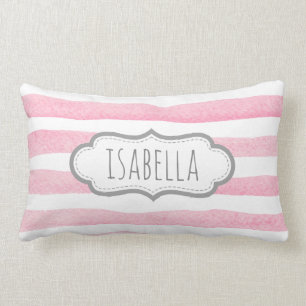 Coussin Rectangle Le rose Girly personnalisé barre le monogramme