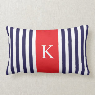 Coussin Rectangle Le rouge de marine barre le monogramme