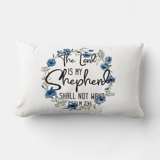 Coussin Rectangle Le Seigneur est mon berger| Psaume 23:1 Bible Vers (Recto)