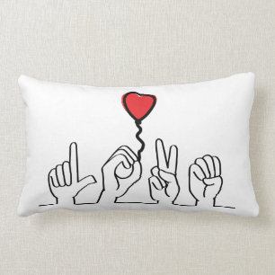 Coussin Rectangle Le sourd, l'amour du langage gestuel. Je t'aime.