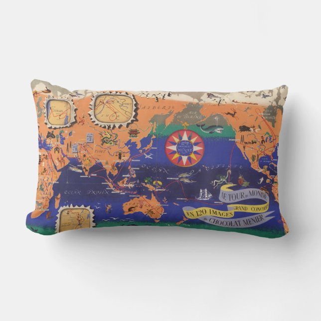Coussin Rectangle Le Tour du Monde (Recto)