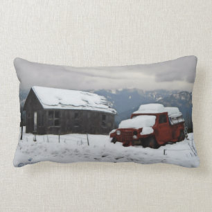 Coussin Rectangle Le vieux camion rouge