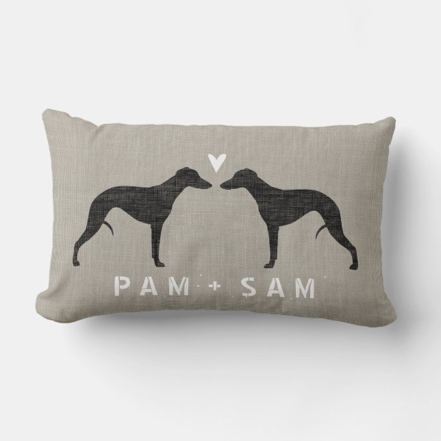 Coussin Rectangle Le whippet silhouette l'amour - personnalisez (Recto)