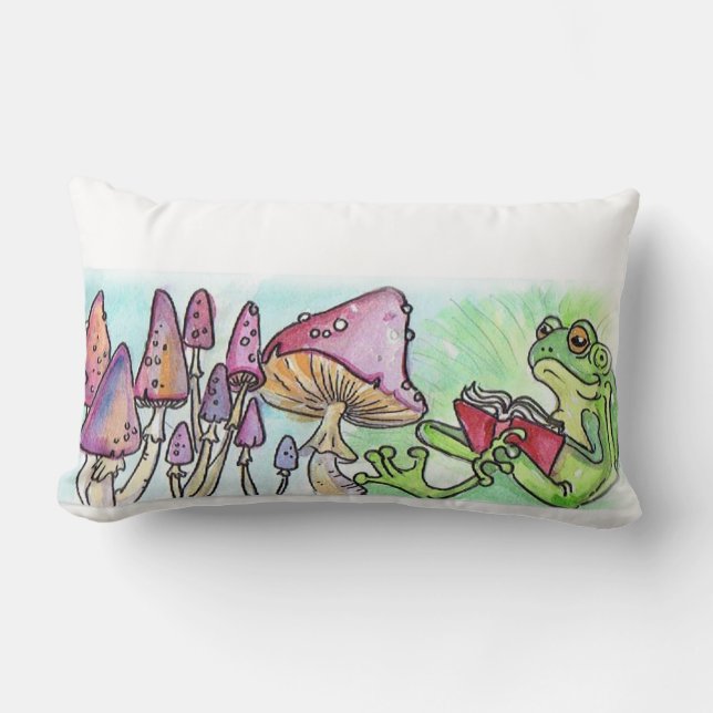 Coussin Rectangle Lecture de la grenouille du livre d'histoire (Recto)