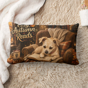 Coussin Rectangle Lectures Automnales Cosy Chien Amateur de Livres M