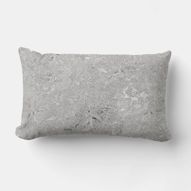 Coussin Rectangle "L'élégance en argent : des fleurs d'hibiscus brûl (Recto)