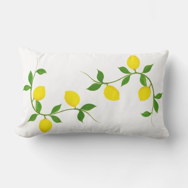 Coussin Rectangle Lemons et Feuilles réversibles (Recto)