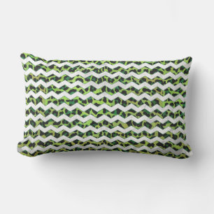 Coussin Rectangle Leopard Chevron noir et vert
