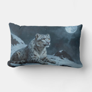 Coussin Rectangle Léopard des neiges et Pleine lune