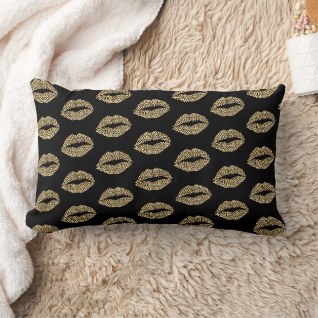 Coussin Rectangle Leopard Kiss - Empreinte de léopard Motif des lèvr (Couverture)