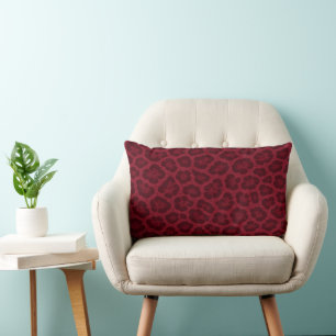 Coussin Rectangle Léopard Rouge