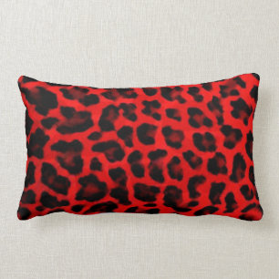 Coussin Rectangle Léopard - rouge et noir