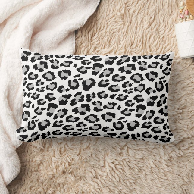 Coussin Rectangle Leopard Spots Grey et Black Poster de animal Motif (Couverture)