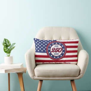 Coussin Rectangle Les 250 ans d'Amérique avec le drapeau des États-U