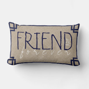 Coussin Rectangle Les amis sont toujours du lin beige et du cadre bl