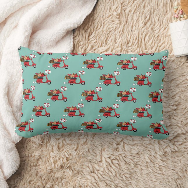 Coussin Rectangle Les amoureux du Cardinal Rouge sur Scooter (Couverture)