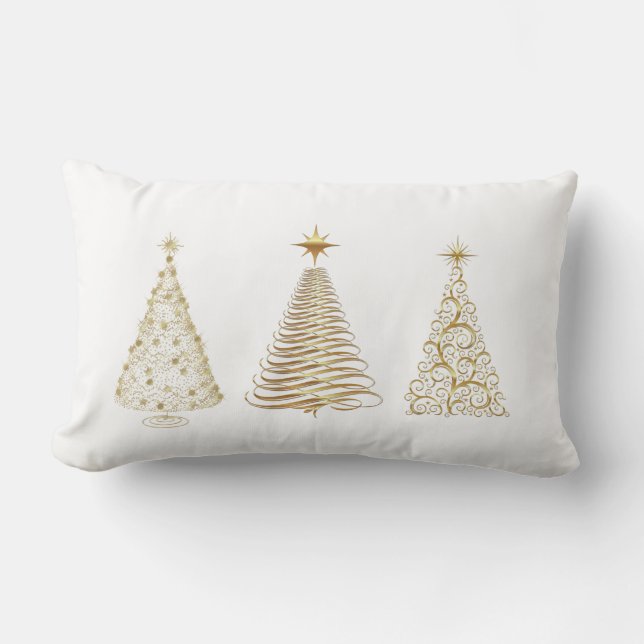 Coussin Rectangle Les arbres de Noël dorés (Recto)